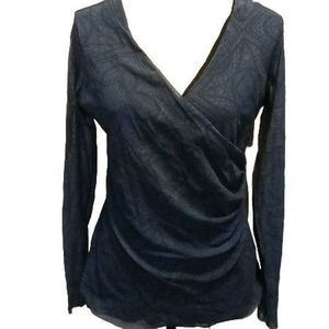 Lucy Fiona Wrap Style Green Blouse Long Sleeves‎ Women's Size XL